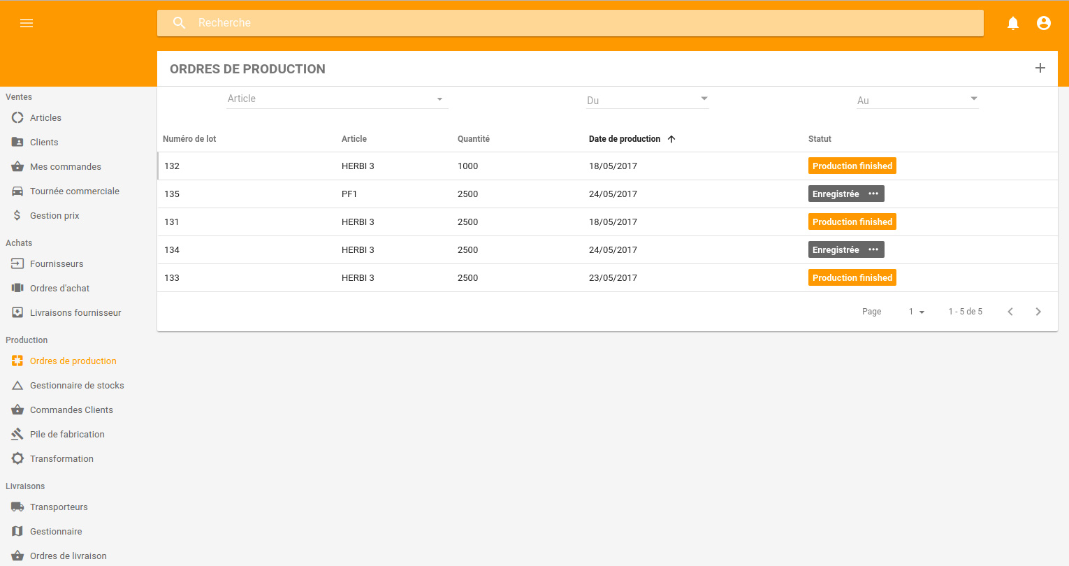 fabricant mash gestion production ODP