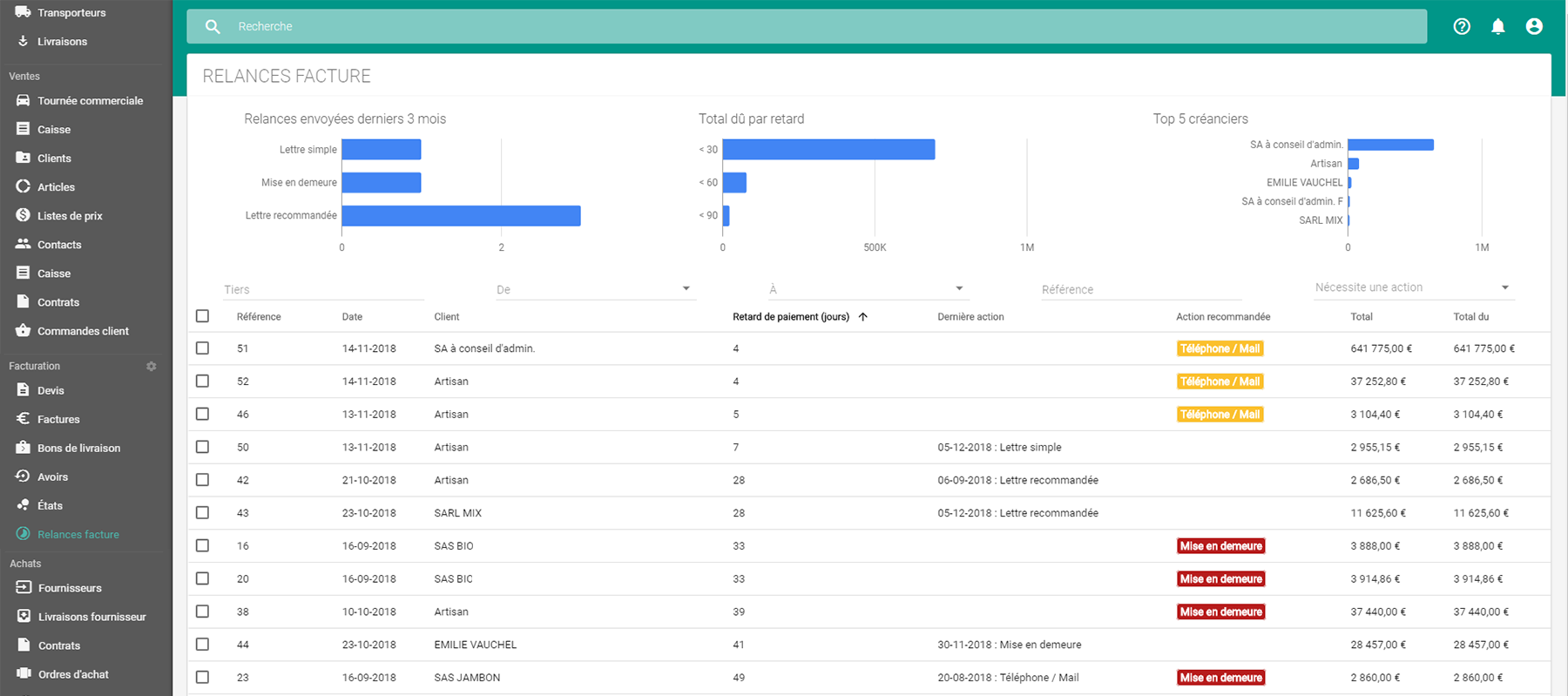 demo relances factures